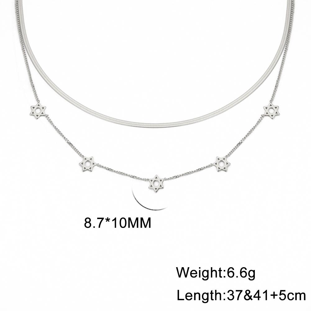 

Lucktune Magen David Star Snake Chain Necklace for Women Stainless Steel Hexagram Pendant Necklace Choker Jewish Vintage Jewelry