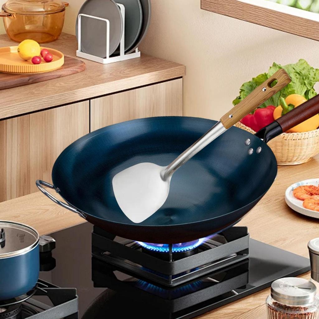 Chinese Wok Non-stick for Gas Cooking Frying Pan with Scoop Manual Forged Iron