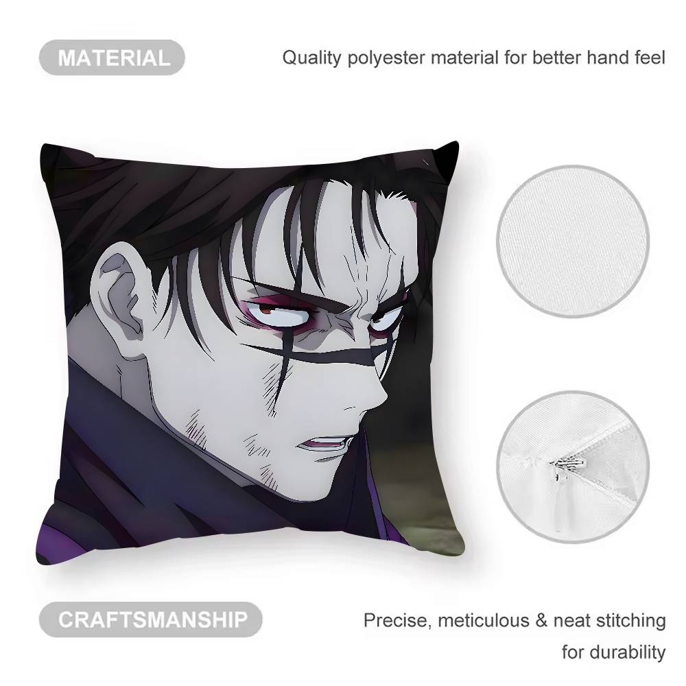 C-Choso J-Jujutsu K-Kaisen Anime Pillow Case Anti-dustmite Pillowcase Invisible Zipper Silky Short Plush Sofa Cushion Cover