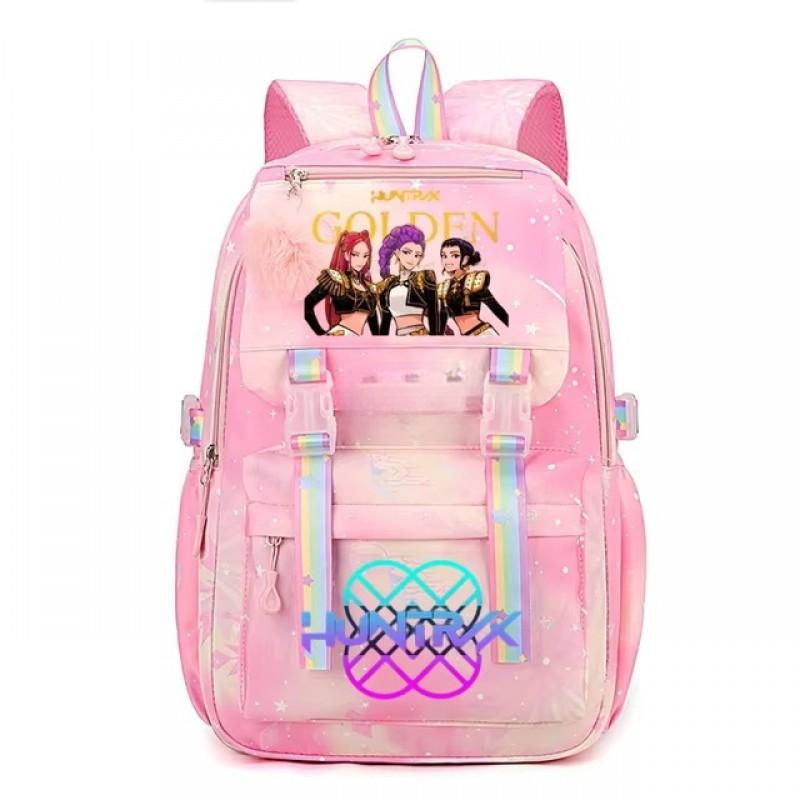 תרמיל בית ספר מצויר בהשראת K-Pop לבנות, תלמידי יסודי, קיבולת גדולה, קל משקל, תיק ניילון עם רצועות כרית אוויר