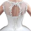 Women Ruched Sequined Lace Up White Big Swing Wedding Dresses