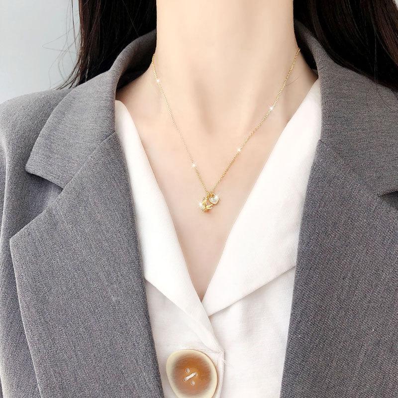 Queen's Crown Love Heart Inlay Diamond Light Luxury Diamond Inlay Niche Design Collarbone Chain Temperament Versatile