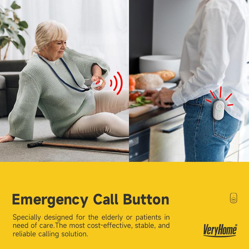 Wireless Elderly SOS Emergency Call Button with Vibration, Portable Personal Alarm for Senior Care, Remote Notification, Help