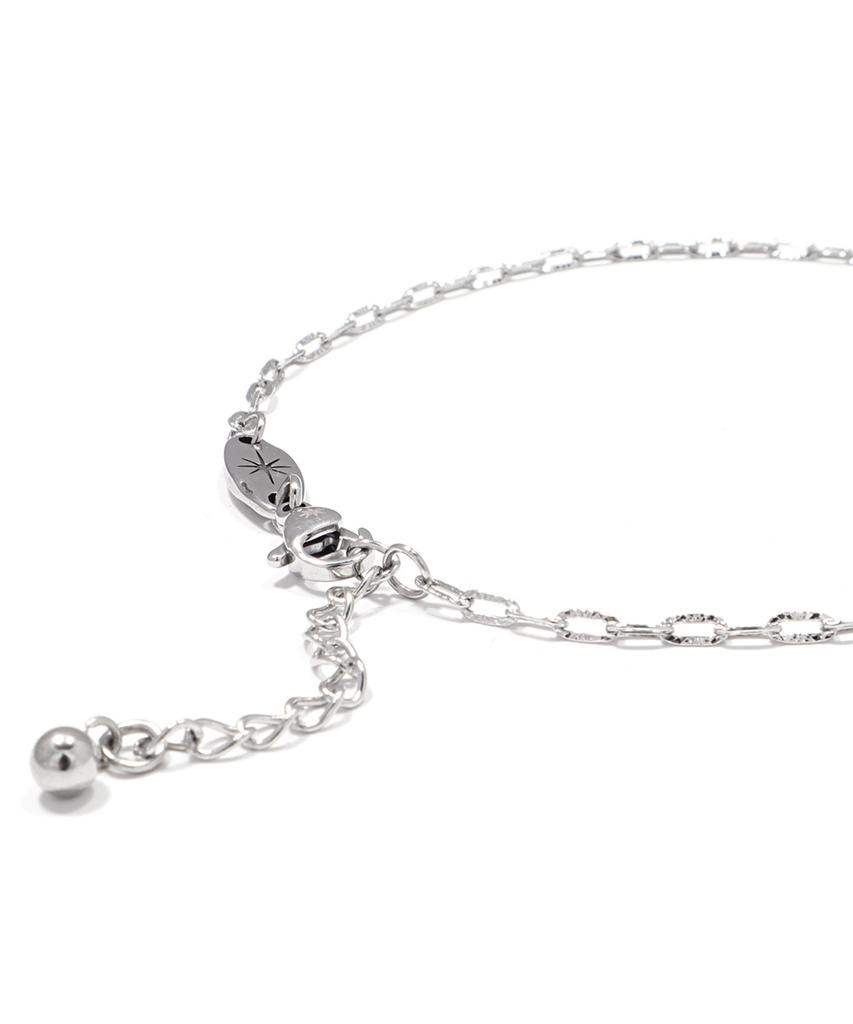 Polalita Star Tag Cutting Chain Silver Anklet (Plt-Ak-015_Sv)