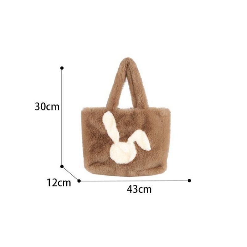 Geantă tote nouă de toamnă și iarnă de mare capacitate, geantă cu puf, drăguță, cu desene animate, geantă de umăr de pluș, geantă de femei