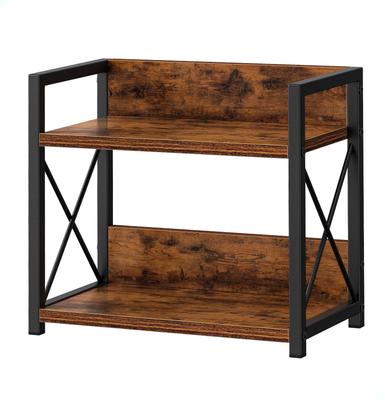 Storage Desktop Desk and Easy Compact Wood Grain Simple Kitchen Spice Stationery Storage Rack, Two-tier Rack, Bookshelf, Assembly, Powder-coated