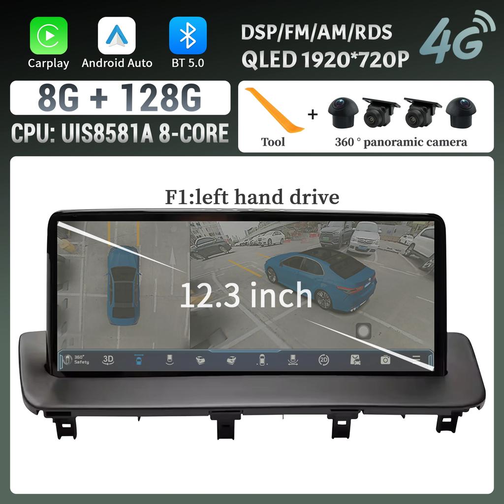 12.3" For MAZDA CX-9 2016-2021 Car Radio Multimedia Video Player Screen Navigation GPS BT Android CarPlay Touch Screen  Stereo