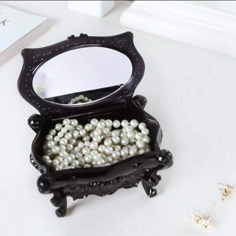 

With Mirror Rose Flower Storage Box Carved Jewelry Storage Box Fashion Home L