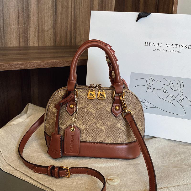 

Простая текстурная сумка-ракушка женская новая модная универсальная сумочка ретро с принтом на плечо сумка-мессенджер женская 11cm*24cm*15cm