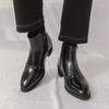 Men’s Short Boots Elevator Chelsea Boots Retro Tuxedo Ankle Boots Pointed Toe Retro Black Heel Boots Large Size