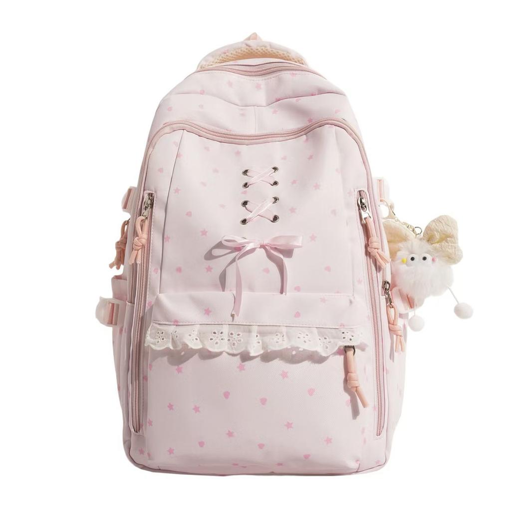 Schoolbag New Junior High School Girls Girl Heart Atmosphere Polka Dot Large Capacity Schoolbag Versatile High Value Female Student Backpack