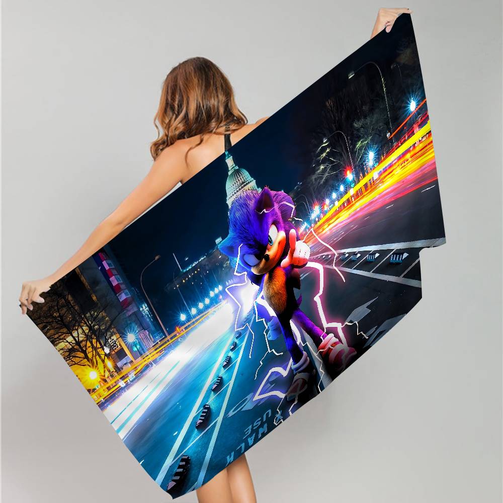 Classic Character Hit Movie Sonic Microfiber Printed Beach Towel Mountain Climbing Yoga Beach Swimming Running
