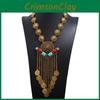 Retro Multilayer Women Coin Long Pendant Necklace With Alloy Waterfall Chain