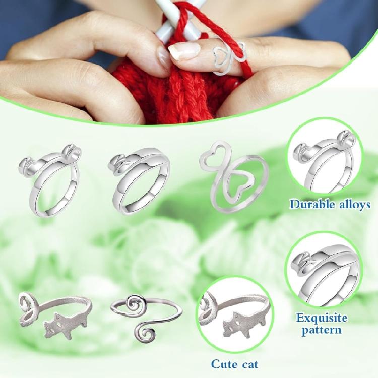 10pcs Crochet Rings Alloy Crochet Tension Rings Accessories for Knitting Lovers