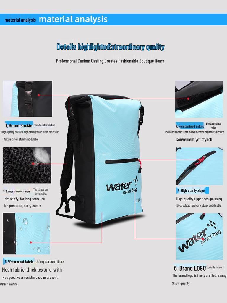 Waterproof Outdoor Drifting & Canyoning Backpack - Double Shoulder Barrel Bag for Beach & Storage.