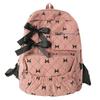 Fashion Corduroy Bow Schoolbag Large Capacity Ins Style Versatile Backpack Bow Print Students Backpack Student