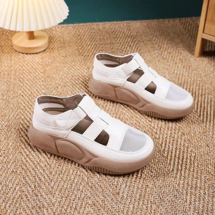 Thick-soled bag head sandals women's summer 2025 new Velcro mesh breathable sports hollow beach sandals women