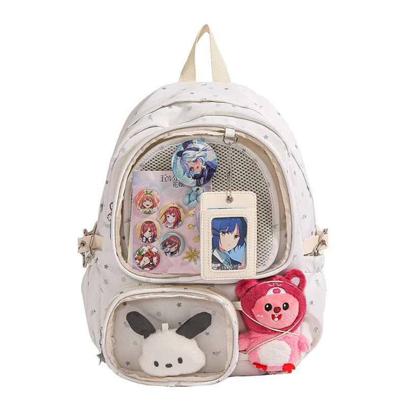 Schoolbag New Transparent Backpack Light and Simple Middle School Backpack Korean Version Casual Large Capacity Japanese and Korean Ins Pain Bag