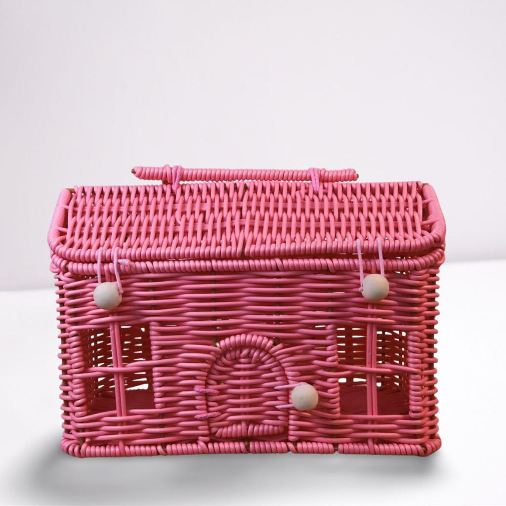 Multifunctional Wicker Storage Basket PP Woven Rustic Snack Box Organizer for Kitchen Living Room Wedding Party Decor