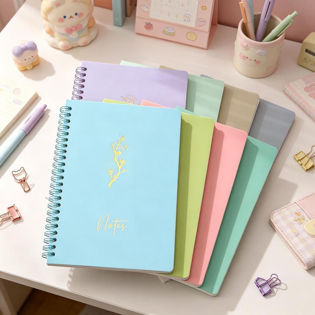 Macaron Color A5 Spiral Notebook - Ruled Diary for Students & Office