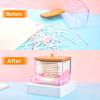 Acrylic Cosmetic Product Storage Box Containing Cotton Swab Container And Bamboo Lid Suitable For Toothpicks And Cotton Items