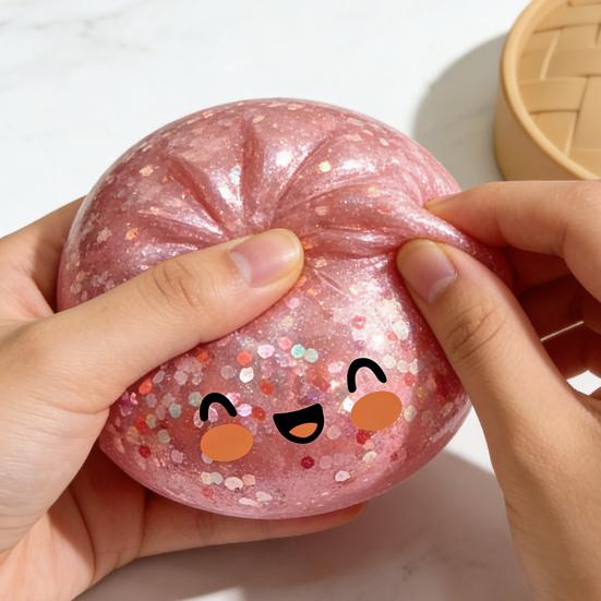 Bun Squeeze Toy Cute Bun Stress Reliever Realistic Simulated Bun Shape Toy with Cute Expressions Sensory Fidget Toy