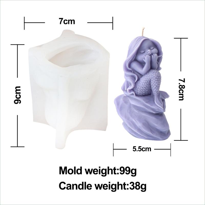 Mermaids Candle Silicone Mold Human Girl Soap Resin Plaster Mould Cake Chocolate Making Sleep Girl Statue Desktop Decor