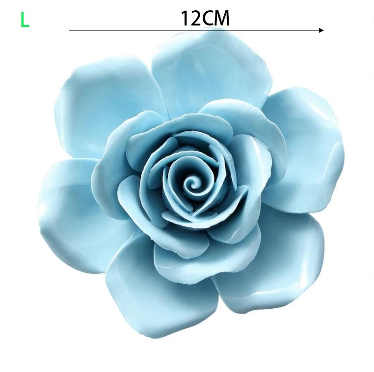 Chinese Blue Peony Rose Ceramic Flower Wall Mural Ornaments Home Livingroom Wall Sticker Decoration Club Hall Store Wall Hanging
