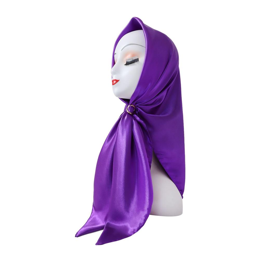 Fashionable New Versatile Headscarf Large Square Scarf Solid Color Scarf Women'S Simulated Silk Satin Scarf