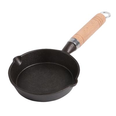 Sartén pequeña multifuncional de hierro fundido resistente al calor con mango largo para cocinar fideos y huevos.