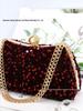 Pearl Sequin Crossbody Bag: Elegant European & American Style, Double Chain, Solid Color, Luxury Shoulder Evening Accessory