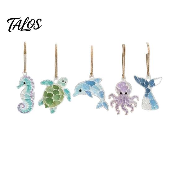 Holiday Window Decorations 5Pcs Acrylic Suncatcher Hangings, Sea Glass Collage Kit with Birds Farm Animals Marine Mini Colored Effect Decor