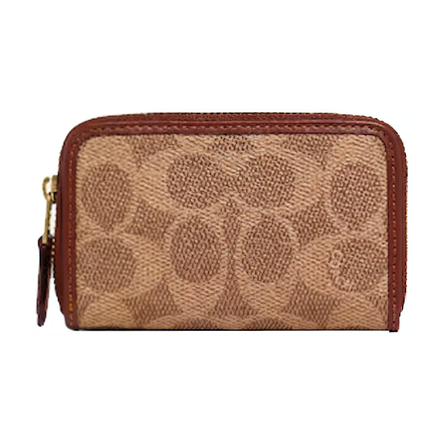 Coach Zip Around 11 Classic Monogram Canvas And Leather Clutch Wallet Unisex Wallet Brown C6725-B4NQ4 Basic Set (Bag+Dust Bag)