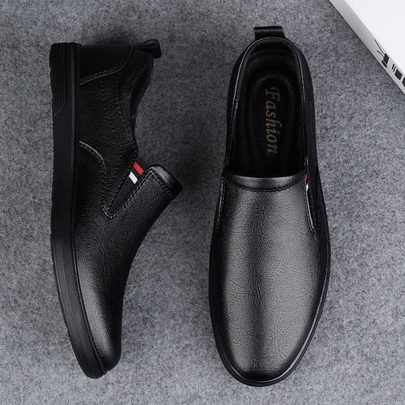 Fashion Gents Men's Shoes Genuine Leather Handmade Dress Men's Shoes Round Toe Italian Casual Cow Leather Loafers Dress Shoes for Man