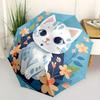 1pc Kitten Flowers Automatic Umbrella - Auto Open/Close Folding Umbrella with Reinforced 8-Rib Frame, 096