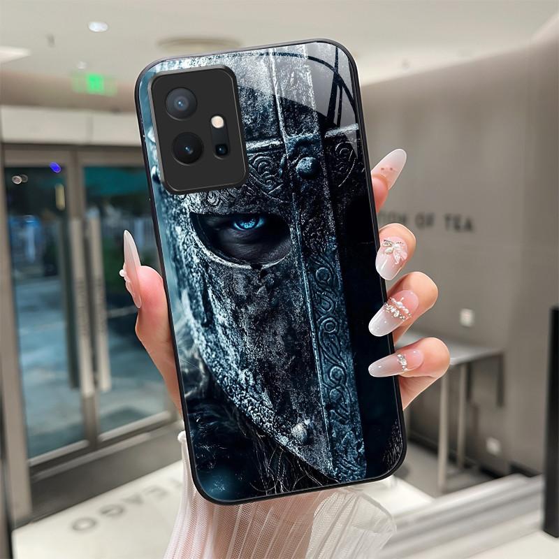 

Beautiful Flower Cute Cartoon Cats Case For vivo Y55 5G V2127 V2154 Tempered Glass Phone Case Protective Back Cover Hard Shell vivo Y55 5G