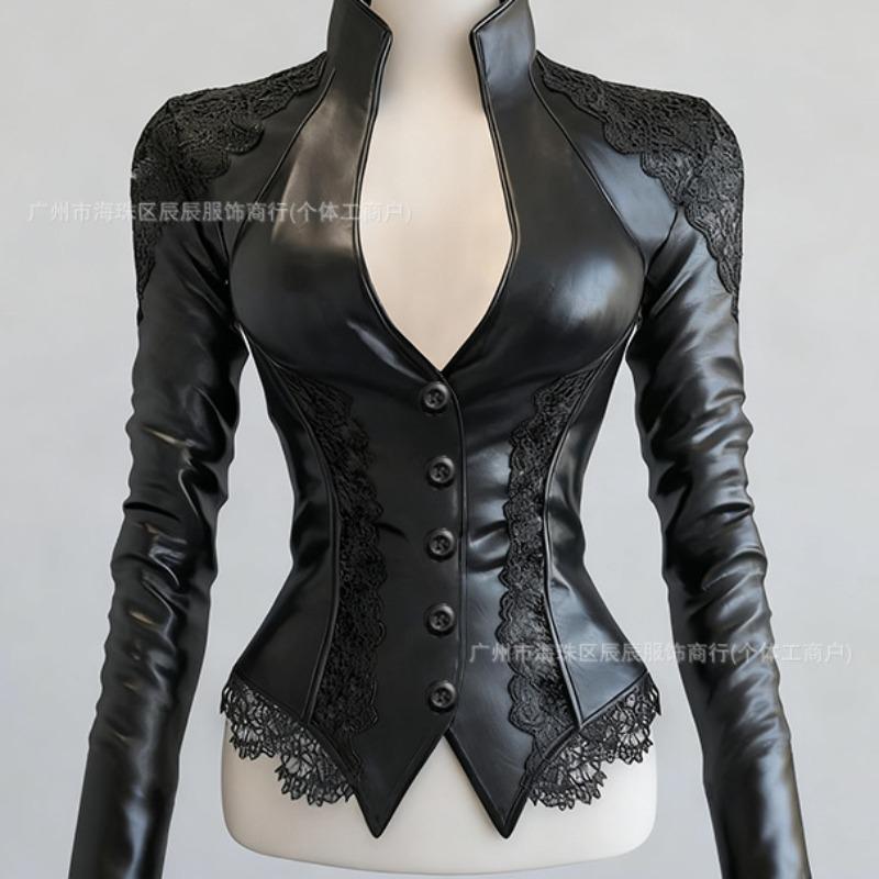 Gothic women`s slim-fit lace embellished imitation