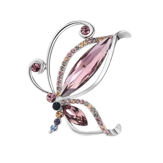 

Butterfly Brooch Dazzling Rhinestone Inlay Zinc Alloy Pin Suits Coats Sweaters Scarves Badge Outfit Accessory фиолетовый