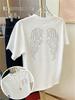 Modne Codzienne Topy T-shirt z Anielskimi Skrzydłami z Dżetami Błyszczący Hotfix Diamentowy Codzienny T-shirt Dwustronny Nadruk WoUnisex T-shirt WoUnisex