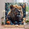 Wildtier Duschvorhang Blume Pflanze Löwe Kuh Tiger Dschungel Szenerie Cartoon Bauernhof Zuhause Polyester Stoff Badezimmer Dekor Vorhang Set