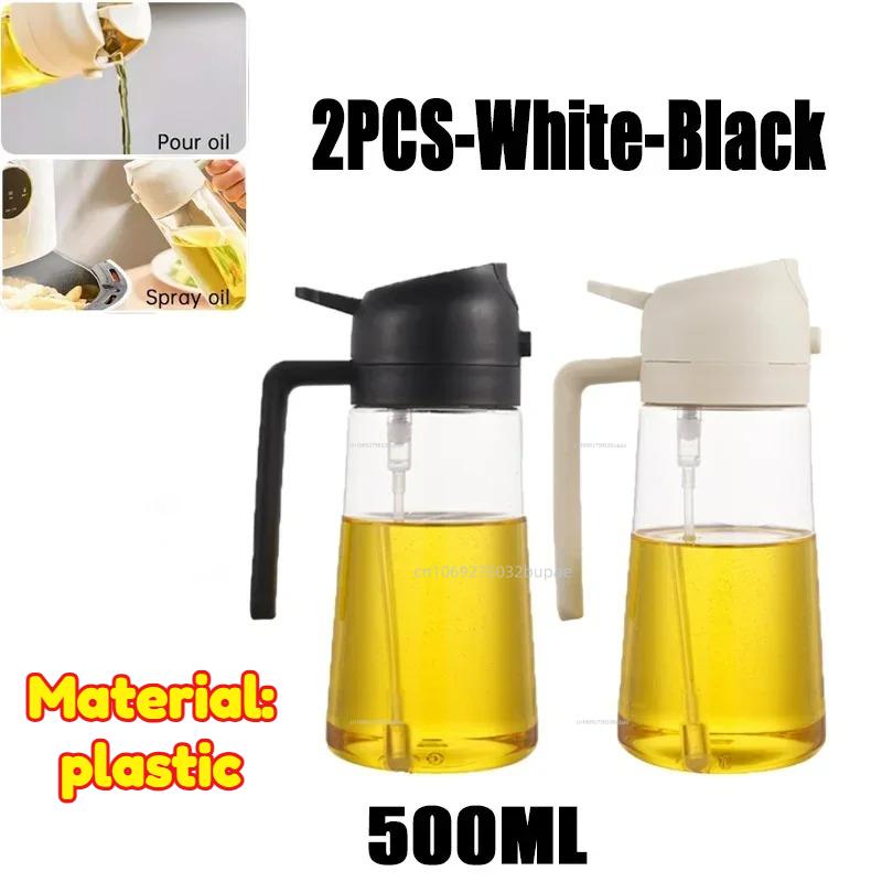 Oil Spray Pot 2-in-1 Plastic Household Kitchen Oil Bottle Nebulizing Mist Filling Cooking Oil Spray Pot Dual Use Camping