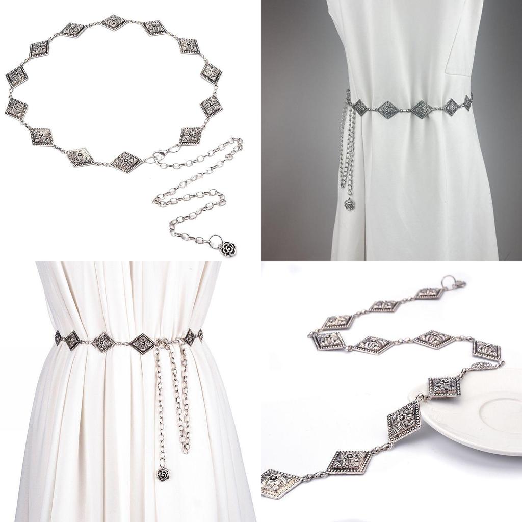 Fashionable Vintage Silver Chain Waist Belt With Floral Design For Women 2023 Trend