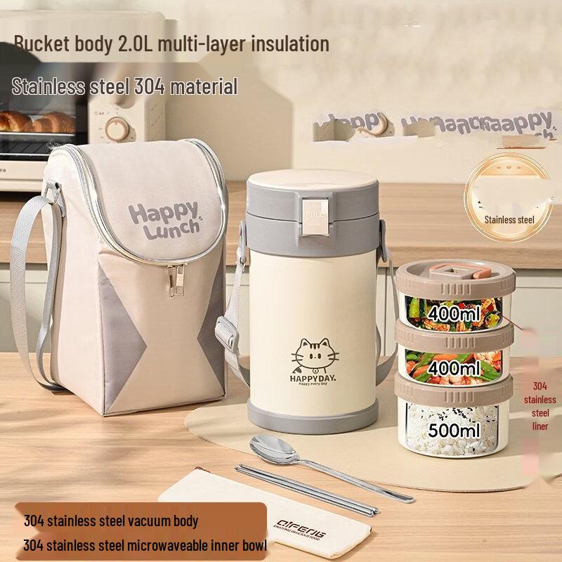 Wutuo 2.0L 3-Layer Thermal Lunch Box Set