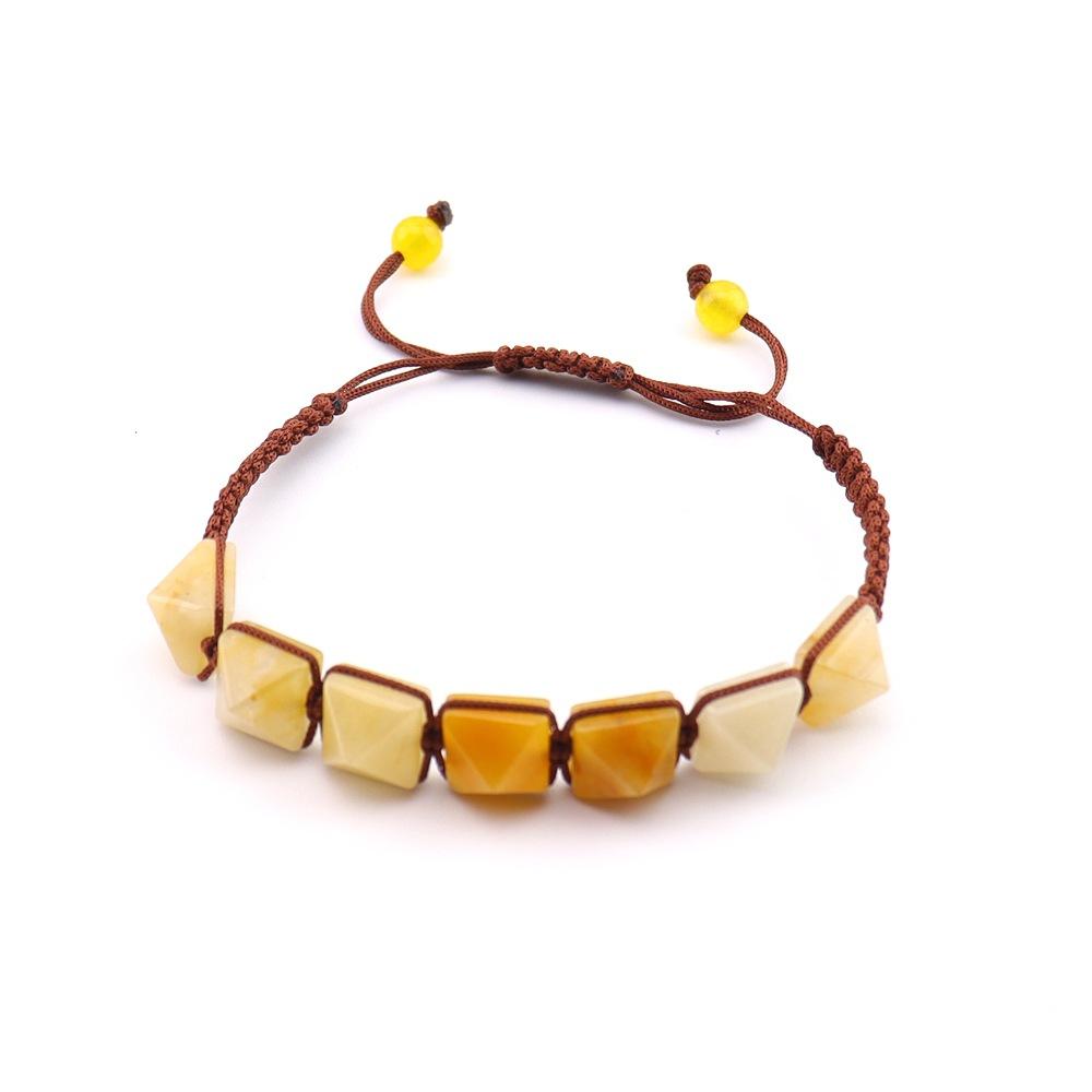 

Colorful Natural Stone Woven Cone Bracelet Pyramid Pagoda Woven Bracelet Beaded Woven Bracelet B106 pure natural