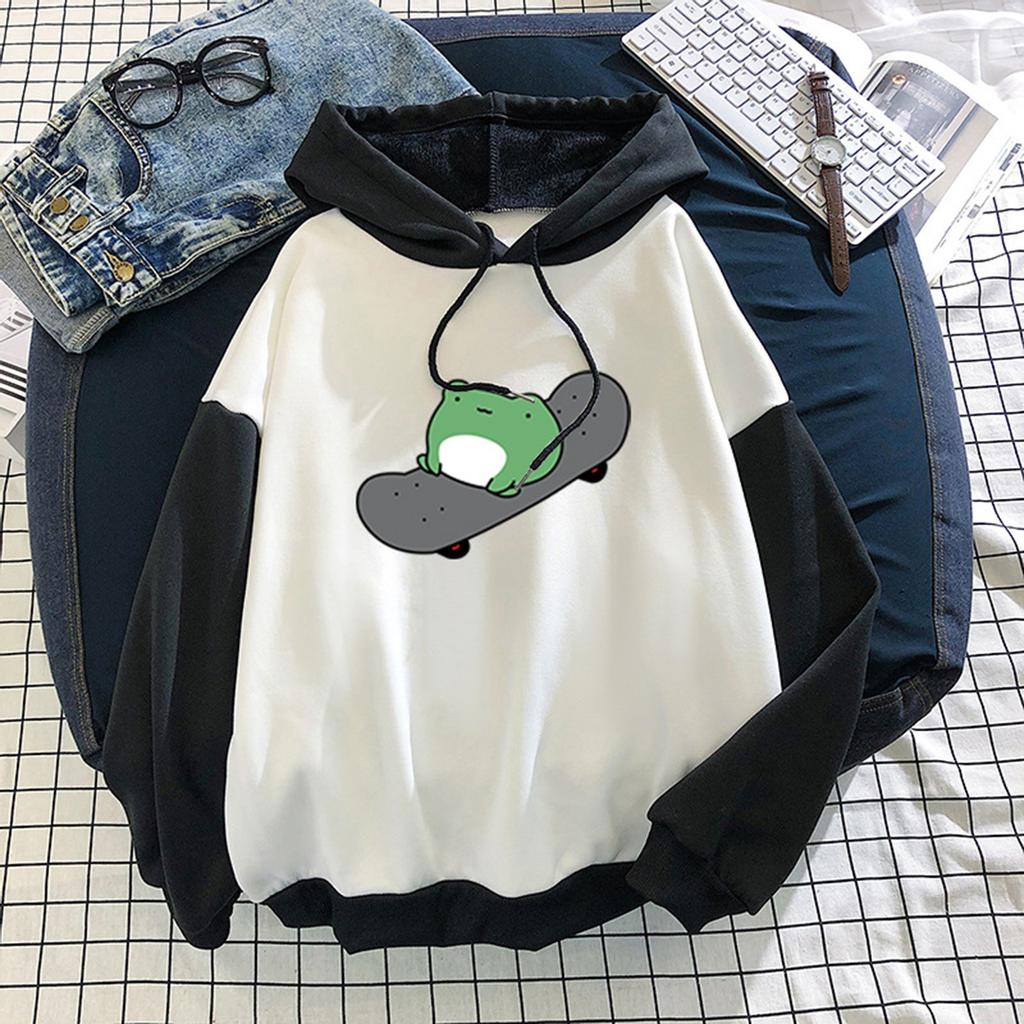 Damenmode New Stitching Cute Plus Velvet Langarm-Sweatshirt mit Kapuze