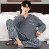 Men Pajama Sets Cotton Pijama Turn-down Collar Sleepwear Long Sleeve Spring Nightwear Male 2 Pieces Set Homewear