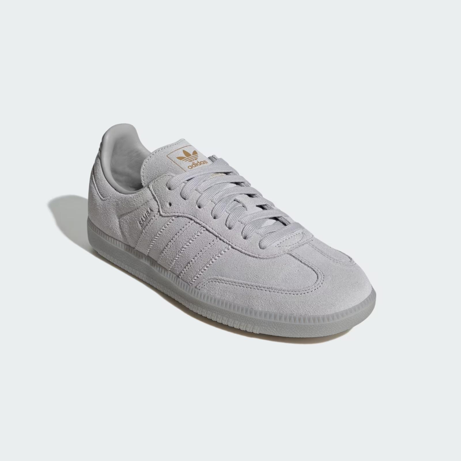 JR0888 adidas Originals Samba OG Grey Two Crystal White Gold Metallic (Men s) 4