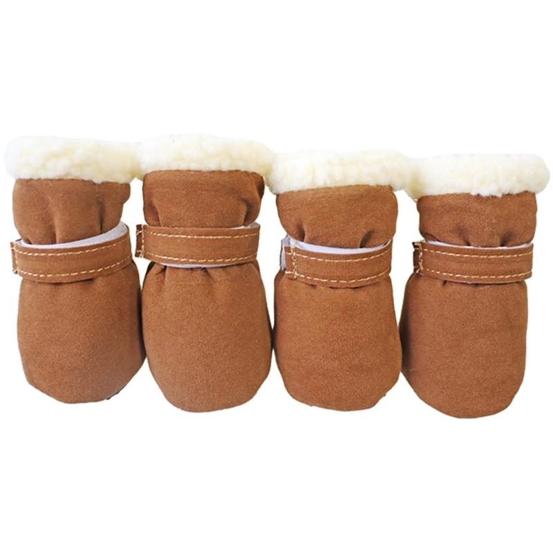 Winter Warm Pet Shoes 4pc/set Cute Dog Booties Snow Walking Puppys Booties Shoes Casual Fashion No-slip Dog Shoes