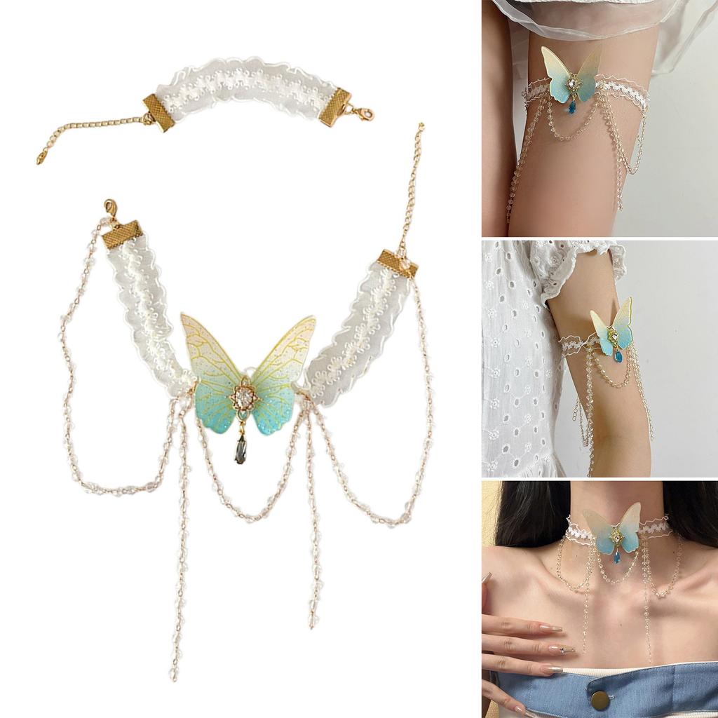 Fairy Butterfly Arm Band Lace Wing Leg Garter Adjustable Cosplay Accessory Sexy Thigh Chain Comfortable Fashion Legwear