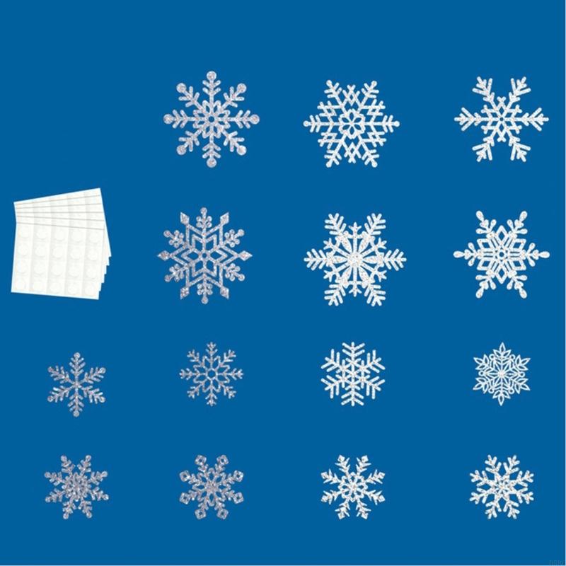 50 Piezas Decoración de Recortes de Copos de Nieve con Tema Invernal para Exhibiciones de Pared de Festivales